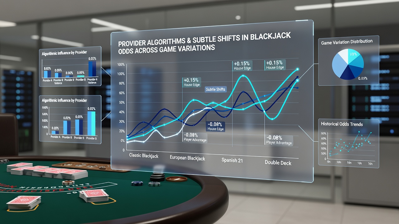 Chart displaying odds shifts across blackjack game variations from different providers